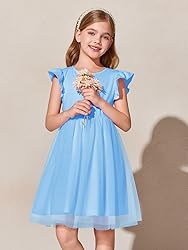 Haloumoning Girls Tutu Dress Ruffle Short Sleeve