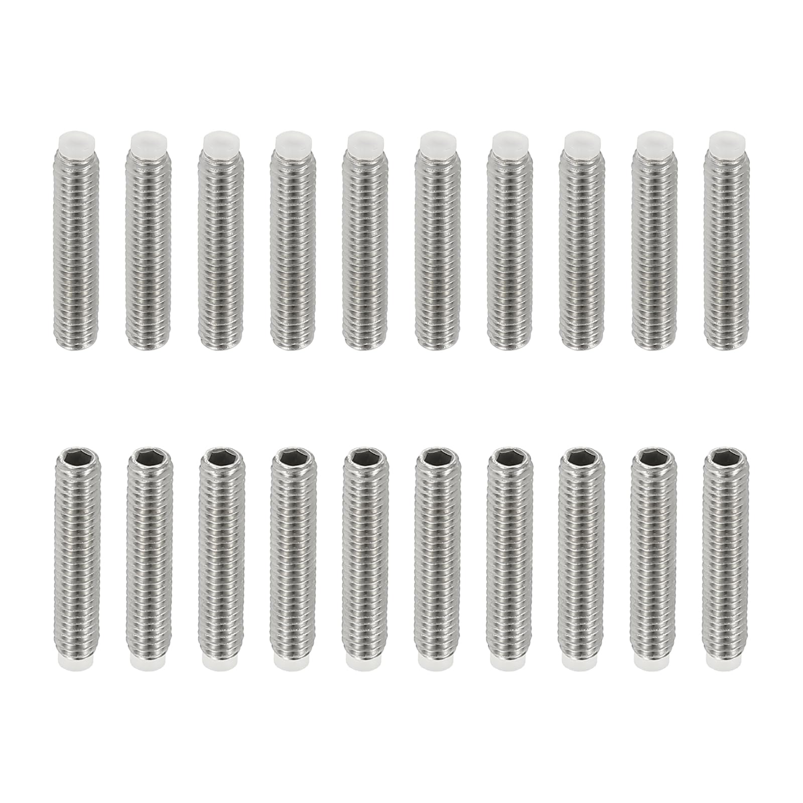 PATIKIL M4x20mm Nylon Tip Grub Screw, 20pcs 304 Stainless Steel Metric Hex Socket Head Cup Point Anti Slip Set Screws Internal Hex Drive Hardware — image 1