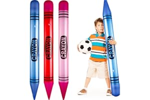 Raiten 3 Pcs Inflatable Crayons Jumbo 41.34 Inch Big Blow up Crayon Set Thick Large Inflatable Crayon Decorations Giant Crayons Prop for Birthday Kids Party Favors Classroom School Supplies