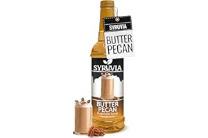 Syruvia Coffee Syrup, Butter Pecan Flavored Syrup for Drinks, Lattes, and Desserts – 25.4 fl oz