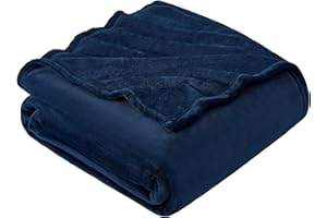 Hansleep Flannel Fleece Throw Blanket Twin Size, Super Soft Fluffy Bed Plush Blanket Throw, Luxury Fuzzy Cozy Couch Blanket for All Seasons, Navy Blue, Twin 60x80