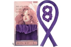 CAHIMA Heatless Hair Curler- Styling Overnight Curling Rod Headband Set, No Heat Hair Rollers for Long Hair to Sleep in, Hair Accessories for Women with Scrunchies (Purple)
