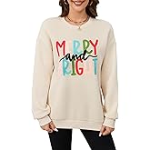 Samring Christmas Sweatshirts for Women Oversized Crewneck Long Sleeve Letter Graphic Merry Pullover Top