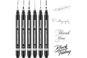 FHYHEJ Calligraphy Pen,6 Size Calligraphy Pens for Writing,Brush Pens Calligraphy Set for Beginners,Black Archival Ink Pens,Calligraphy markers,Hand Lettering Pen for Art Drawing,Sketching,Scrapbooking