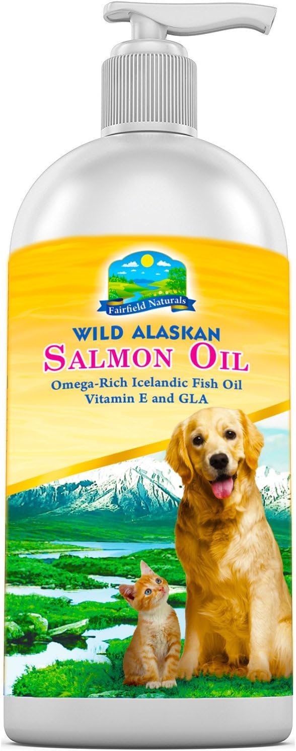 Fairfield Naturals Omega 3 Pet Fish Oil for Dogs & Cats - Organic Wild Alaskan Salmon Fish Oil