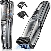 VivaEase Advanced Vacuum Beard Trimmer for Men: Vacuum Mustache Trimmer with Precision Knob, Adjustable 20mm Length Settings, 2 Combs, IPX6 Waterproof-Rechargeable Vacuum Trimmer for Beard, Black