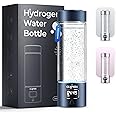 Hydrogen Water Bottle, Rechargeable with Countdown Timer & Battery Level Display, 5000 PPB, 11.5 Oz Capacity, Aluminum & Glass, Portable Hydrogen Water Bottle Generator for Office, Home, Outdoor(Blue)