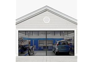 LADER Garage Door Screen for 2 Car Garage 16.3x7.15FT, Magnetic Garage Screen Doors with Retractable Fiberglass Mesh, Hands Free Screen Door Kit, Easy Assembly & Pass, Anti Annoying Unwanted Animals (Black)