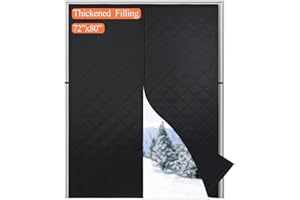 ODOCOVO Thickened Wide Magnetic Thermal Insulated Door Curtain,Thicken Polyester Fiberfill & Thicker Oxford Fabric,Temporary Screen Curtains Magnetic Closure for French/Sliding Door,Fit Doors to 72"x80"
