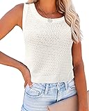 FISACE Womens Summer Knit Sweater Tank Tops Round