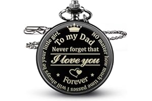 KUCHEY Fathers Day Dad Gifts from Daughter Son, Birthday Gifts for Grandpa Husband Step Dad Personalized Pocket Watch with Chain