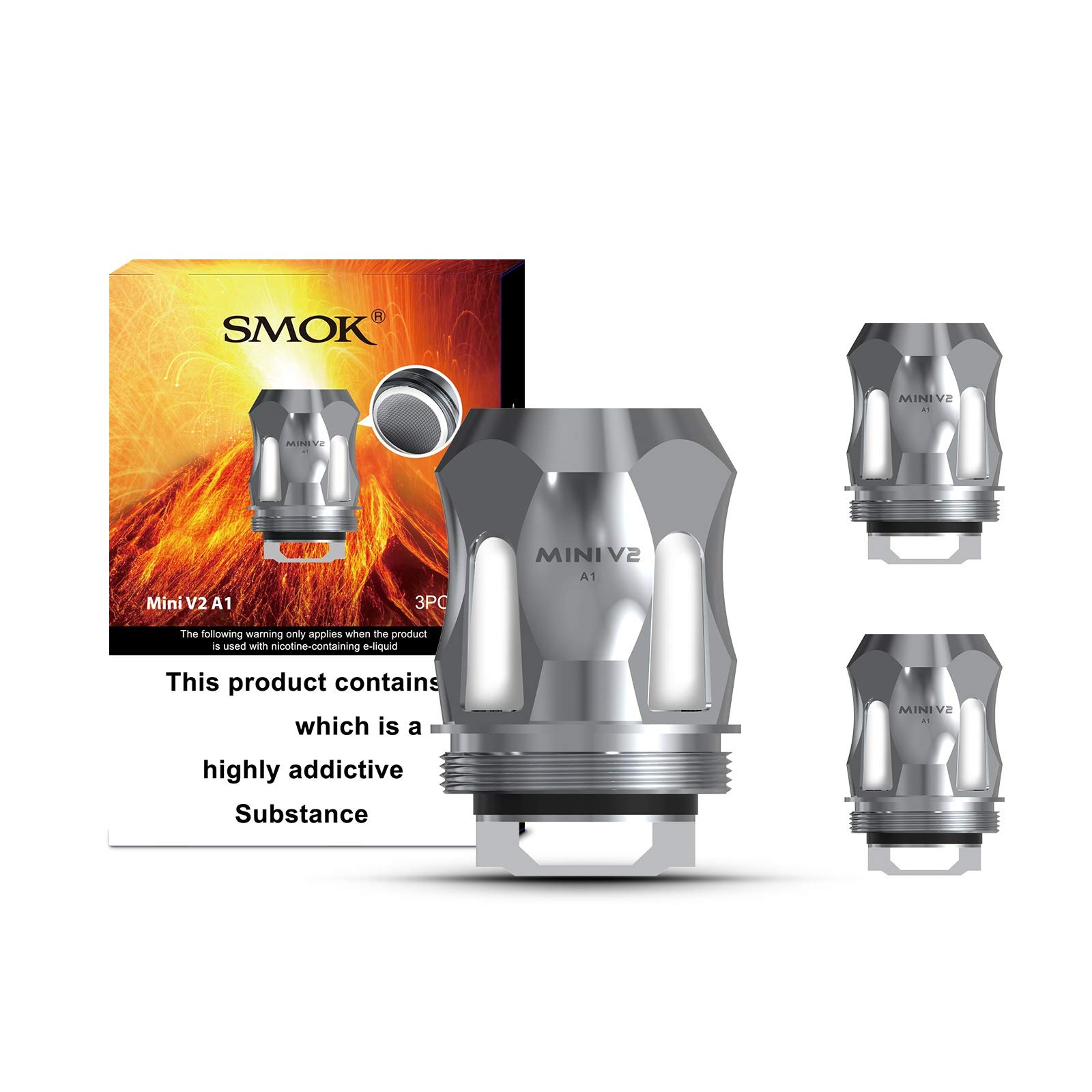 SMOK TFV Baby V2 A1 Coils 0.17 Ohm [Silver] 3 Pack Single Mesh for TFV8 Baby V2 Tank UK Compliant Nicotine Free