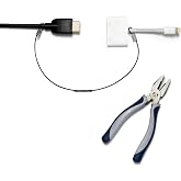 Patented Pre-Assembled Adapter Ties - Anti-Theft Cable Locks for Tools, Dongles, Tethers, Computer adapters. Steel Cable, Security Lock, Easy Installation with Free Crimping Tool