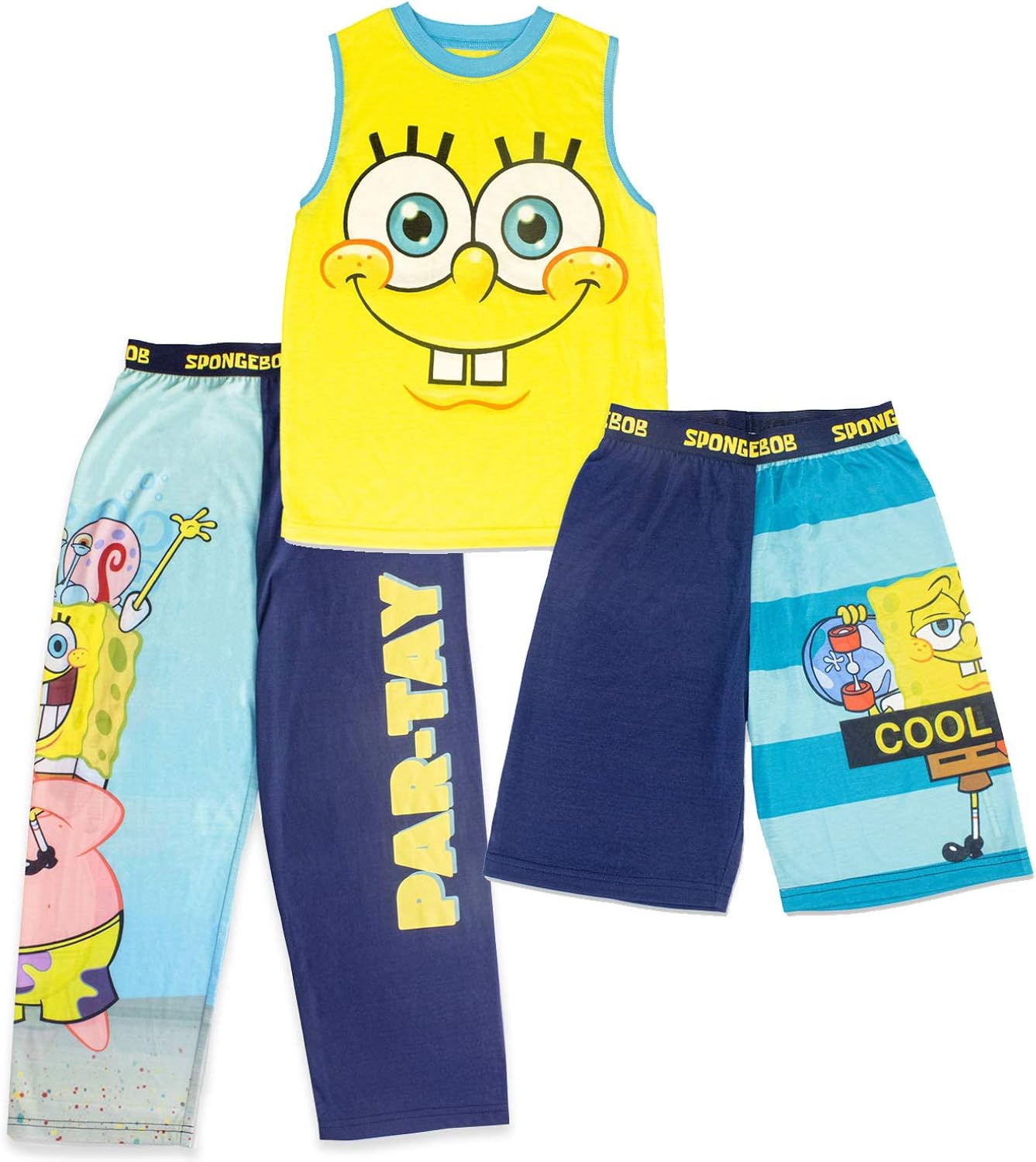 SpongeBob SquarePants Boy's 3 Piece PJ Set, 100 Polyester