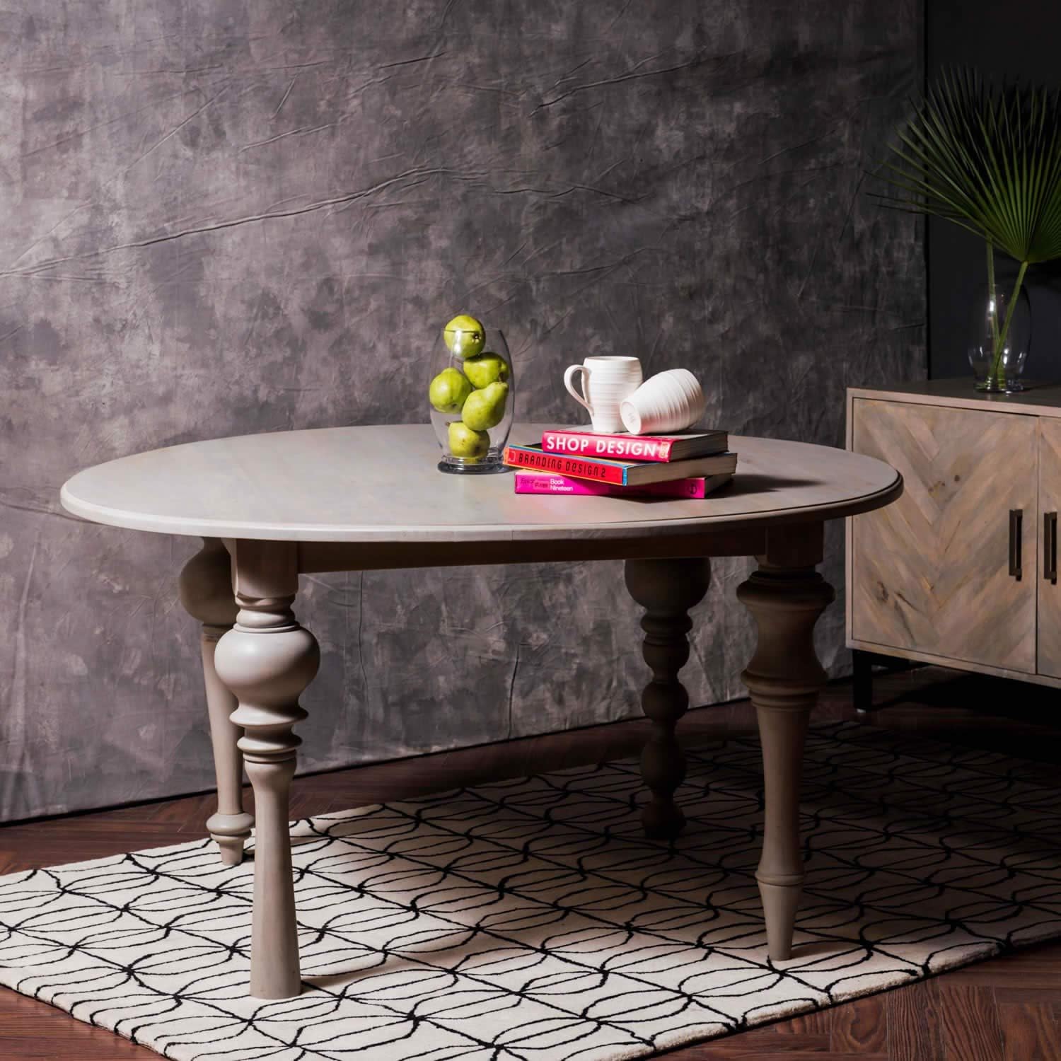 Stones - ET/072 Round Table in Mango Wood Graywash Finish