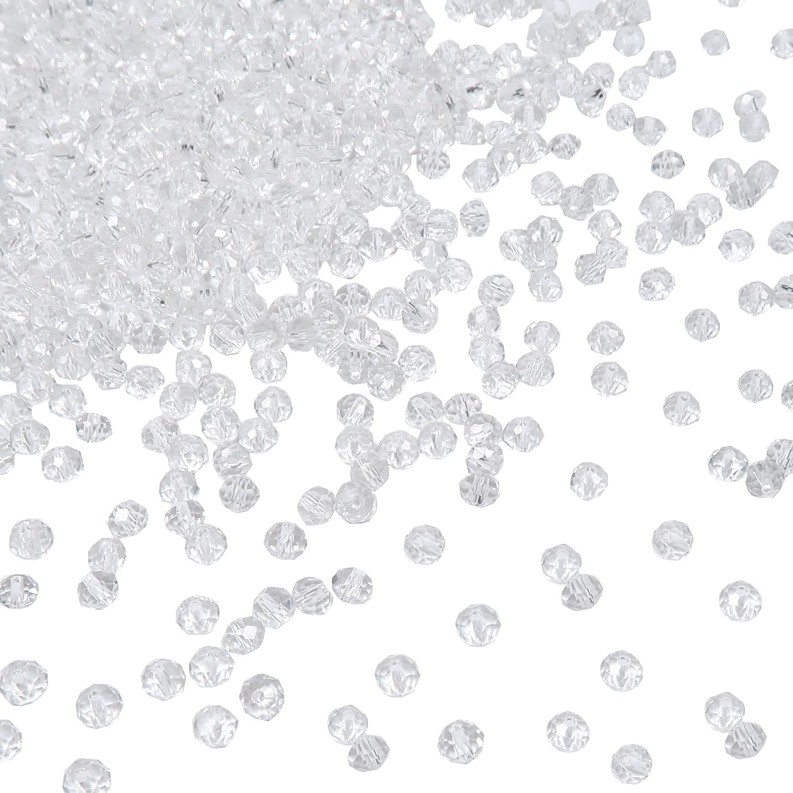 TOAOB Clear Crystal Glass Beads 4mm Faceted Round Spacer Balls for Jewellery Making