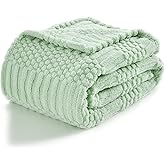 lifein Throw Blanket for Couch-Sage Green Boho Throw Blanket, Soft Fleece Plush Lightweight Blankets&Throws for Spring, Fuzzy Decorative Blankets for Livingroom Bed Sofa Chair (50x60, Sage Green)