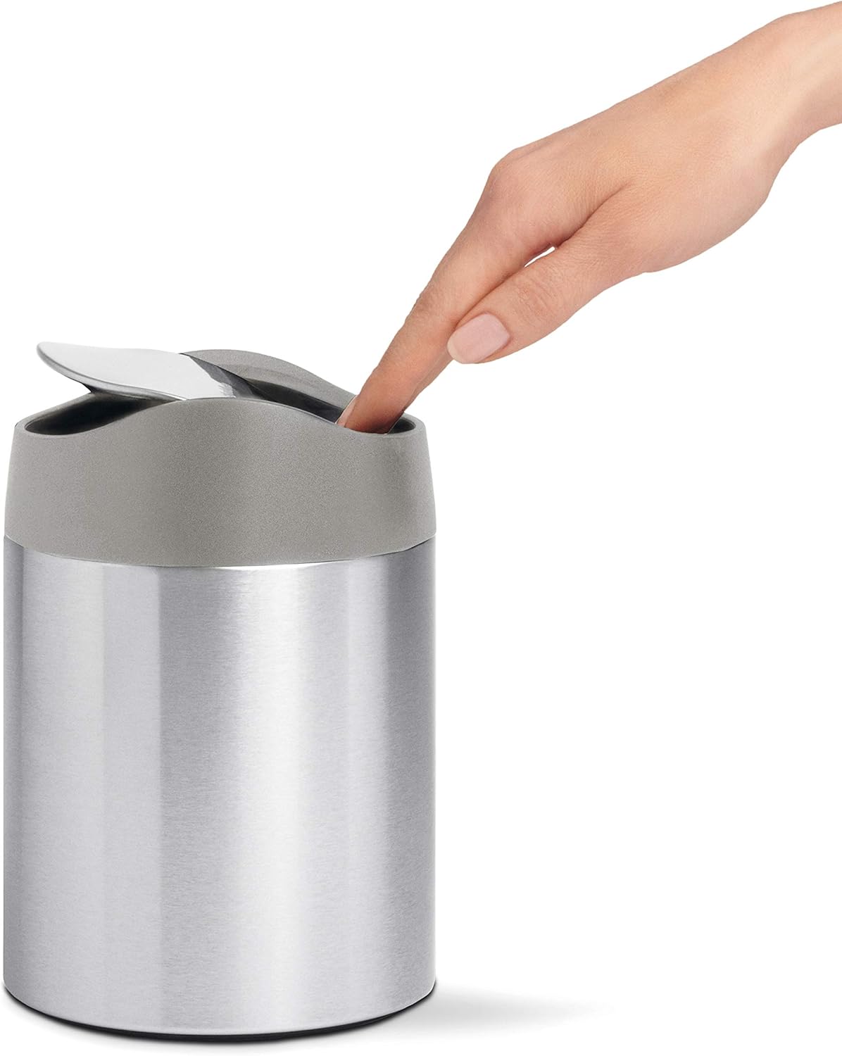 simplehuman, Brushed Stainless Steel 1.5 Liter / 0.4 Gallon Mini Countertop Trash Can: Home & Kitchen