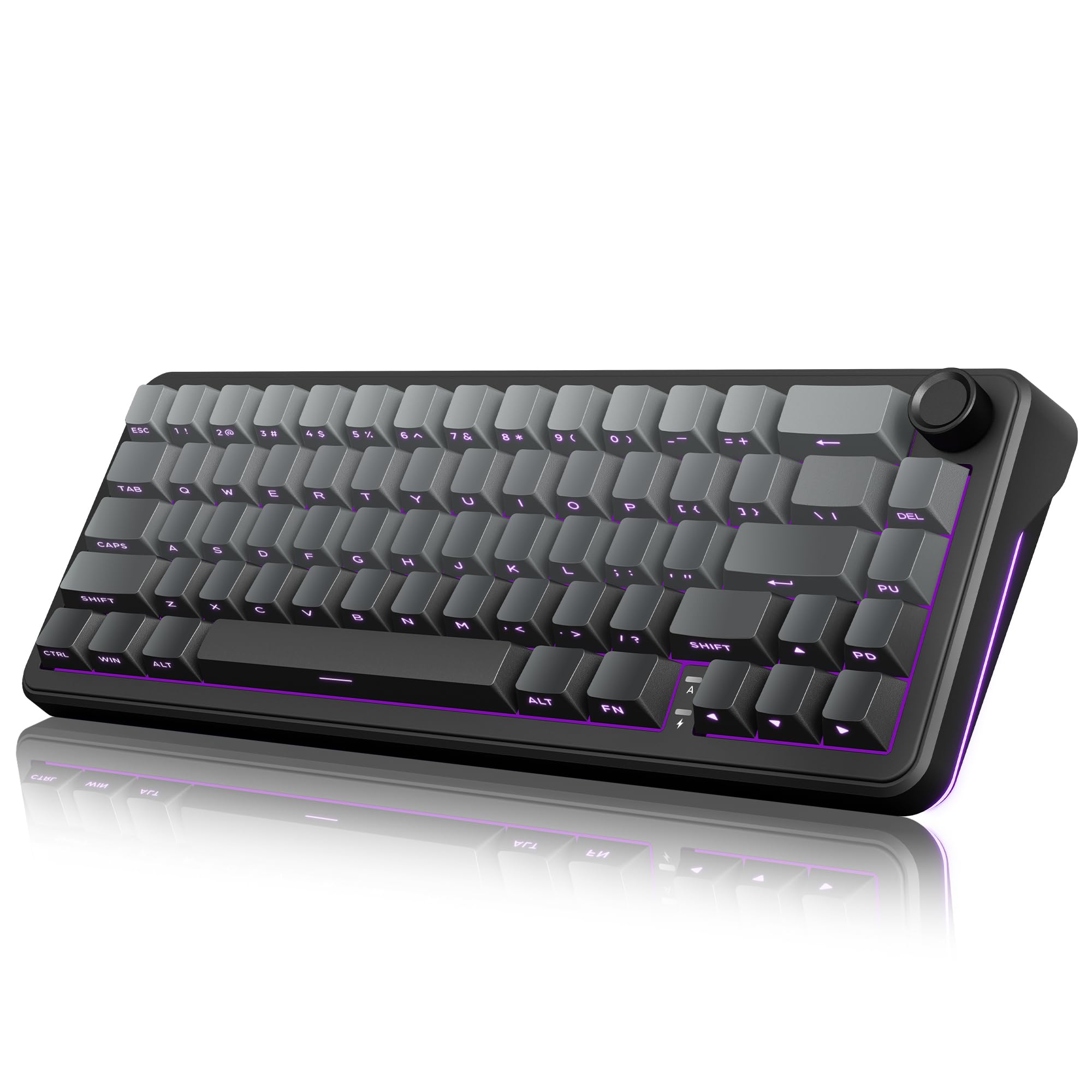 RedThunder K65 Wireless Mechanical Gaming Keyboard, Trip-Modes Connection, Gasket Custom Hot-Swap Keyboard, RGB Backlit, Pre-lubed Linear Switches, Side Engraved PBT Keycaps, Gradient Gray