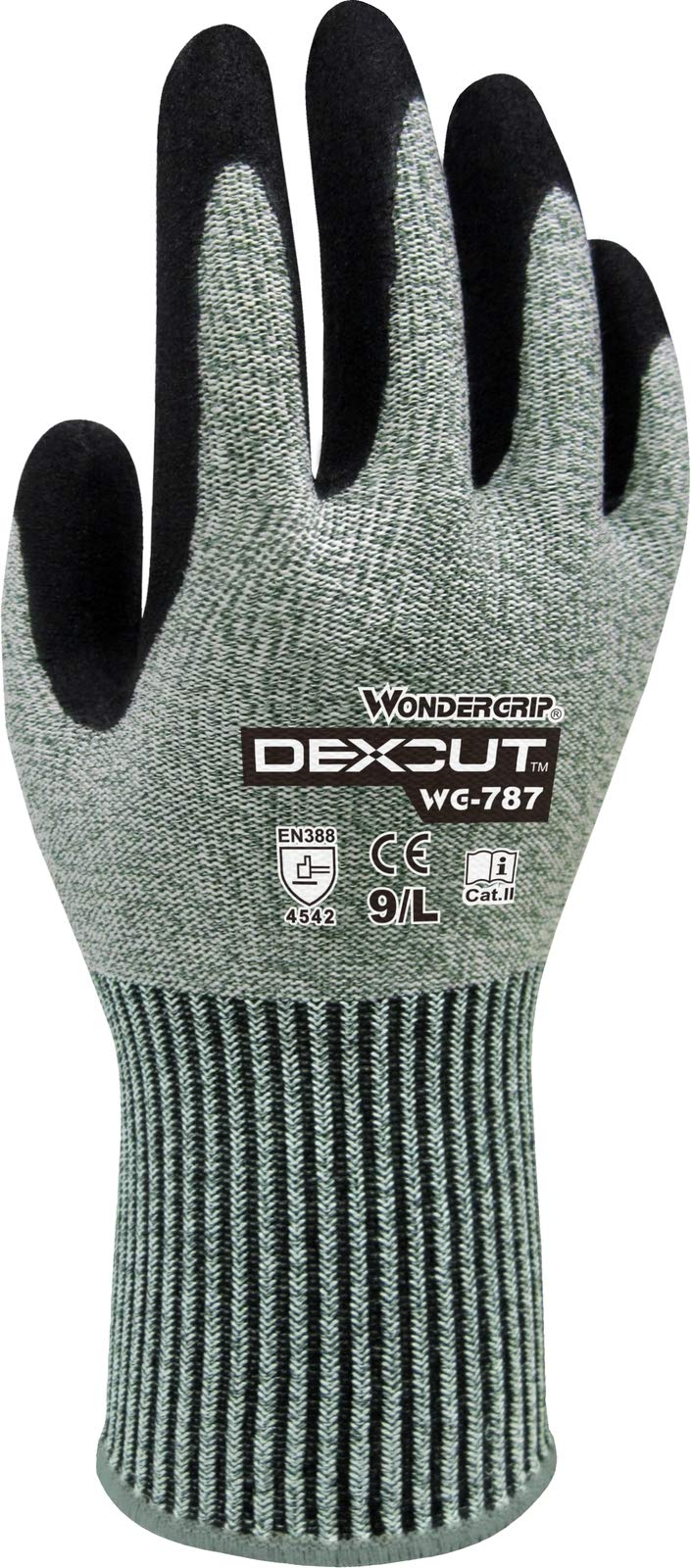 Wondergrip - Dexcut - WG-787 Safety Gloves - Single Nitrile Coating - TPDT Technology - Cut Level D Protection - High Grip & Ergonomic Fit - Durable and Flexible - Green - X Large