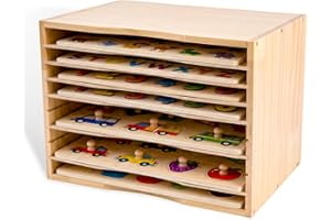 Wooden Puzzle Holder Rack, 7-Tier Puzzle Storage Shelf with Removable Drawers Puzzle Holder Storage for Wooden Puzzles