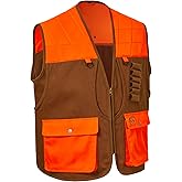 BASSDASH Upland Game Field Water-Resistant Bird Hunting Vest with Multi Pockets Brown/Orange Men Women FV11