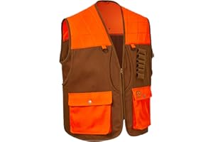 BASSDASH Upland Game Field Water-Resistant Bird Hunting Vest with Multi Pockets Brown/Orange Men Women FV11