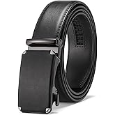 GAEKEAO Ratchet Belts for Men Dress Casual 1 3/12" Adjustable Genuine Leather Slide Buckle Designer Belt with Box Trim to Fit