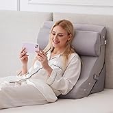 Ruqmuis 3PCS Wedge Pillow Set for After Surgery, Adjustable Back Pillow for Bed Sitting up, Acid Reflux, Bed Wedge Pillow Headboard for Sleeping&Snoring, Orthopedic Pillow for Post Surgery, Plush Grey
