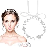 Nogeqi Flower Girl Headpiece Flower Crown for Girls White Wedding Headband Pearl Flower Girl Hair Accessory for Birthday Party First Communion