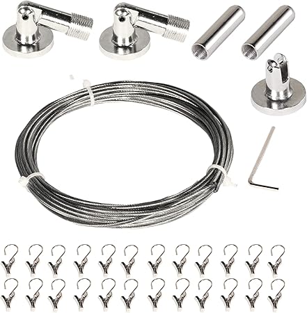 Amazon Com Curtain Wire Rod Set Stainless Steel With 24 Clips