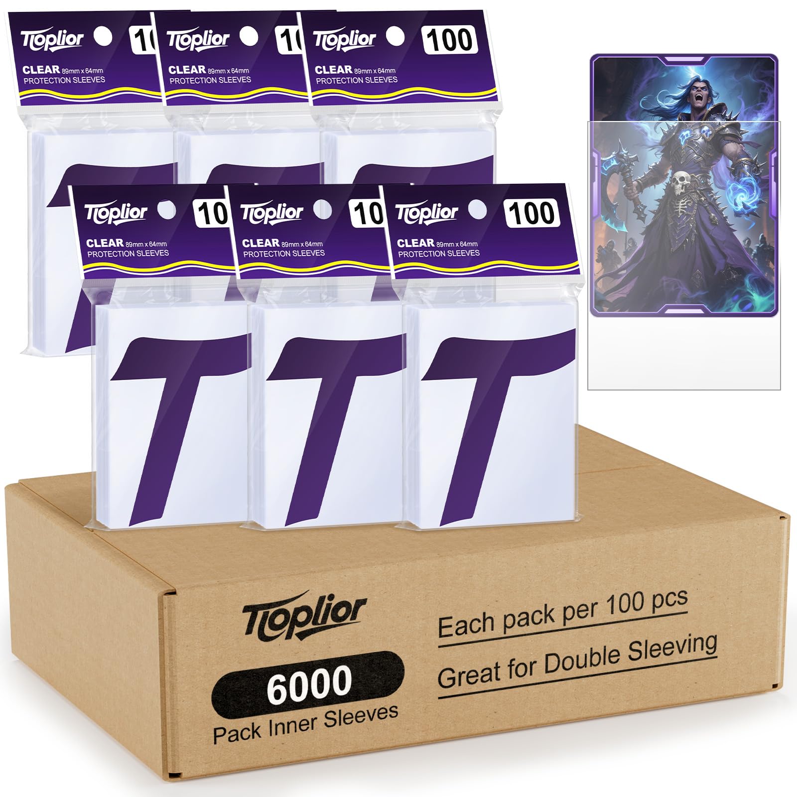6000 Pack Clear Inner Card Sleeves,Perfect Fit for Double-Sleeving,Acid-Free & Scuff-Resistant,Trading Card Sleeve Compatible with MTG,TCG,Baseball,Sports Cards