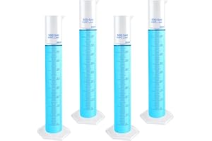 Akamino 4 Packs 500ml Plastic Graduated Cylinder,Transparent Measuring Cylinder Set with Pour Spout, 2-Sided Making Plastic L