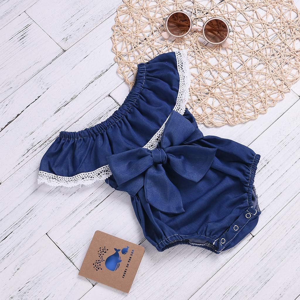 Walaka 19 Nouveau Bebe Fille Ete 0 A 24 Mois Manches Sans Manches En Dentelle Denim Barboteuse Vetements Ensembles Bebe Fille 0 24m Gofinancefl Com