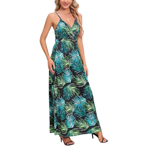 Floral Print Maxi Summer Beach Dresses Maxi Tank Dress ZAFUL U Neck  Backless Split Maxi Dress