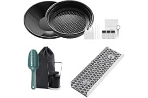 Sanpyl All in One Gold Panning Kit Set with Aluminum Alloy Portable Sluice Box Prospecting Pan Sieve Kit Drawstring Backpack 