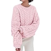 PRETTYGARDEN Womens Sweaters Spring 2026 Cable Knit Long Sleeve Crewneck Oversized Sweater Chunky Pullover Loose Outfits
