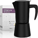 bonVIVO Intenca Stovetop Espresso Maker - Luxurious, Stainless Steel Italian Coffee Maker for Camping or Home Use - Makes 6 C