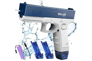 OSDUE Electric Water Gun, Rechargeable Automatic Squirt Guns Up to 26 FT Range, One-Button Powerful Squirt Guns for Kids & Adults Summer Swimming Pool Party Beach Outdoor Activity (Blue)