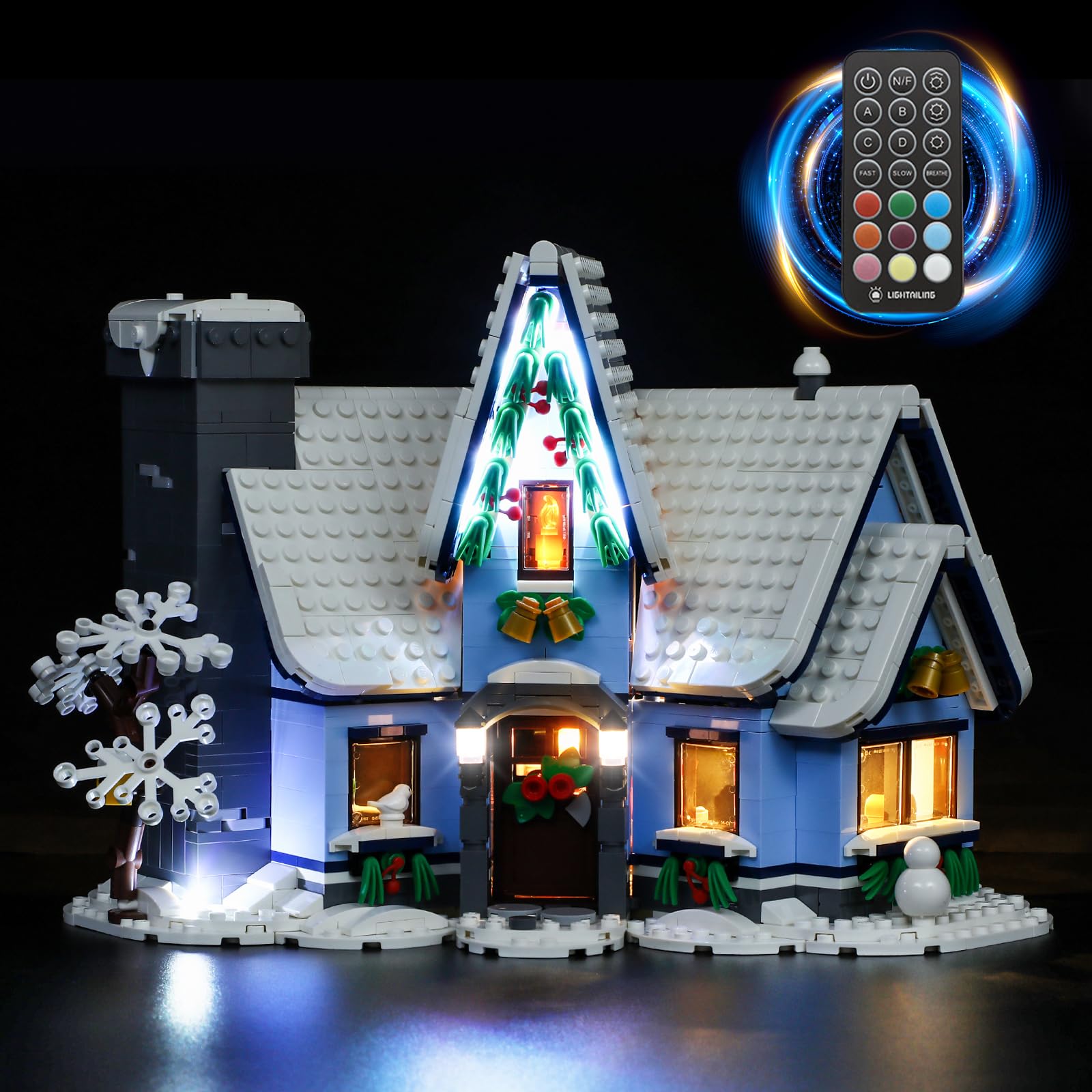 YEABRICKS LED Light for - 10293 Creator Expert Santa’s Visit Building Blocks Model: Remote-Control Version (Building Set NOT Included)