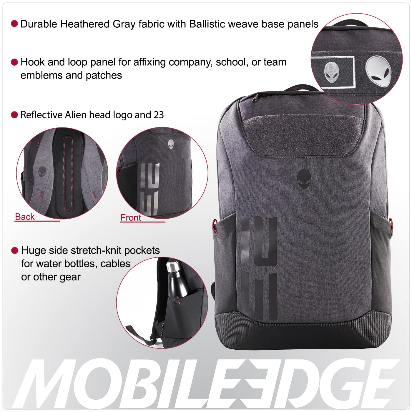 Mobile Edge 23L Backpack for Men and Women, Designed for and Compatible with Alienware M15, M17 Gaming Laptops, Gray/Black, 15