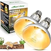 REPTI MATE 2 Pack 100W Reptile Heat Lamp Bulbs, Full Spectrum UVA/UVB Reptile Light Bulb and Basking Spot Light, UVB Light fo