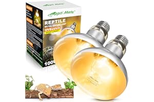 REPTI MATE 2 Pack 100W Reptile Heat Lamp Bulbs, Full Spectrum UVA/UVB Reptile Light Bulb and Basking Spot Light, UVB Light for Reptiles and Bearded Dragon, Turtle, Lizard, Snake, Amphibians