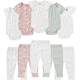 Ruliby Baby Bodysuit and Pant Set Summer Ribbed Mix Match Infant Boy Girl Clothes Outfits