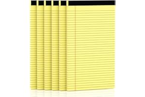 Roneky Yellow Legal Pads 8.5 x 14 Note Pads, 6 Pack 8.5 x 14 Notepads, Wide Ruled Lined Paper, Micro Perforated Writing Paper, 30 Sheets Per Notepad for Work/School/Office