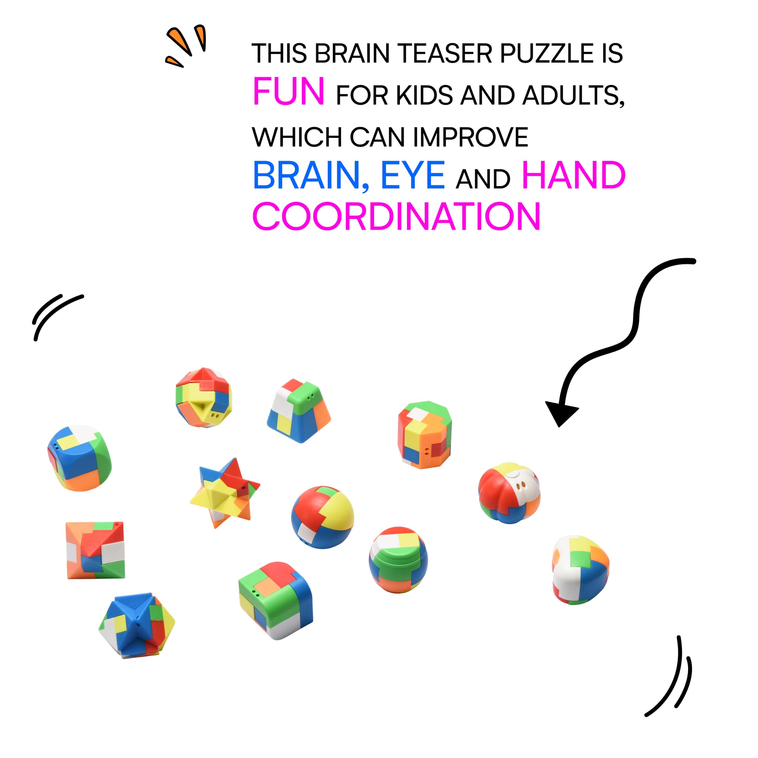Amazaque Brain Teaser Puzzles for Kids, Teens, and Adults - Mind Game Puzzle Set - 3D Unlock Interlock Toy Desk Toys for Office - Suitable for IQ, Logic Test, Fidgeting and Pastime - Hand Puzzles