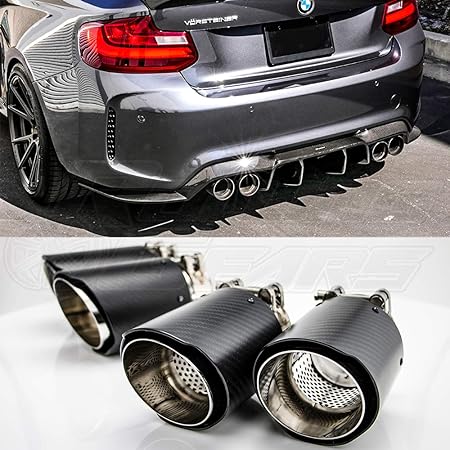 Amazon カーボンファイバー 排気口 Bmw M Power F87 M2用 3 5インチ アウトレット排気パイプ 4個 フロントパイプ 車 バイク