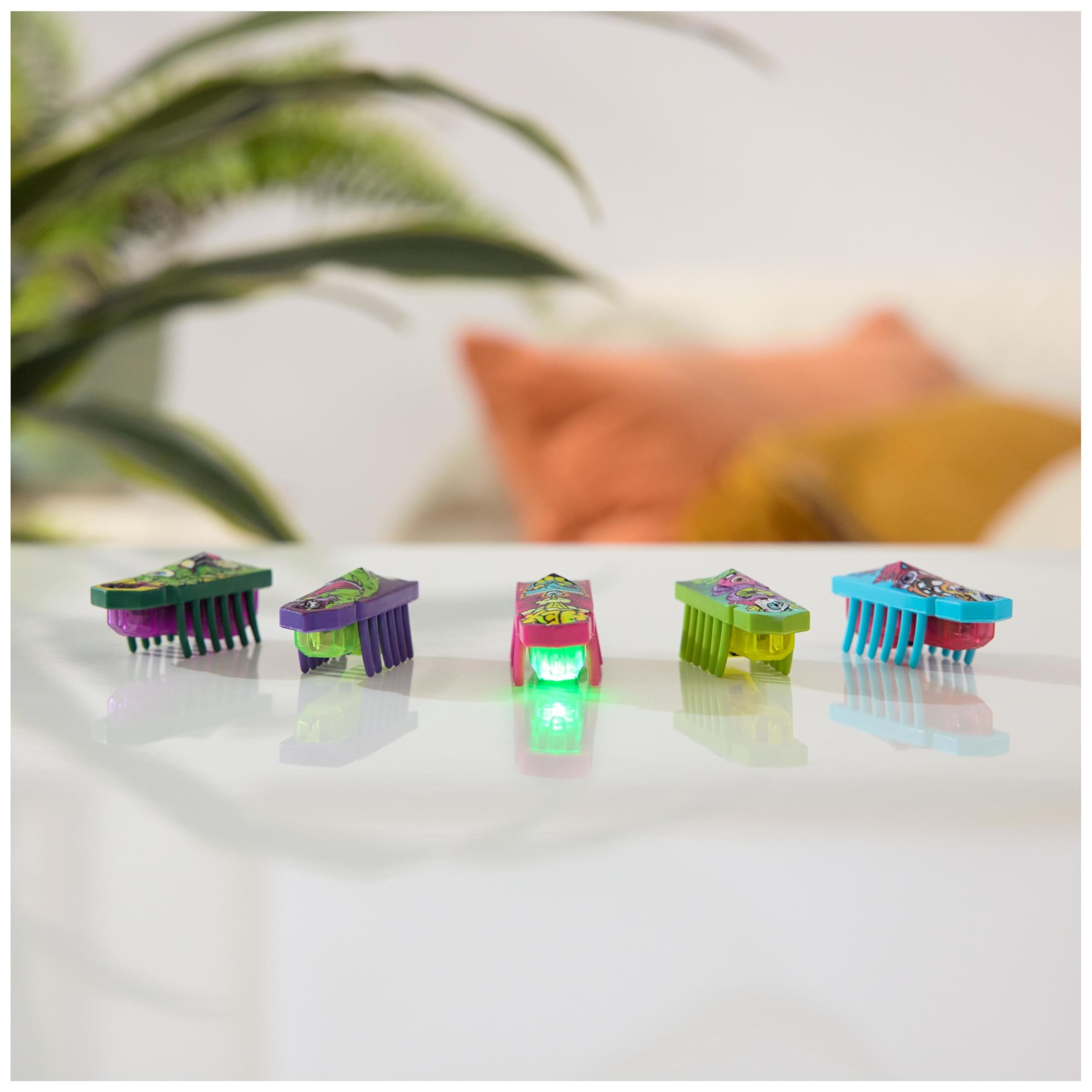 HEX BOTS Nano 5 Pack, 4 Mini Bots with Bonus Flash Bot, Sensory Toy for Kids & Cats, Vibration Technology, Mini Robot Toy for Kids 3 & Up