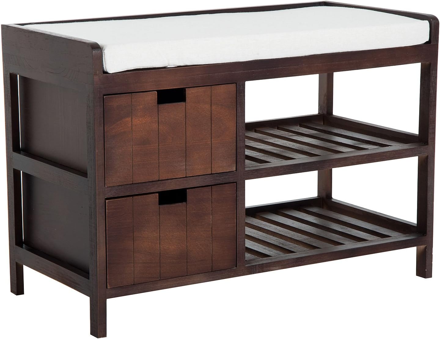Amazon Com Homcom Compact Rustic Padded Wooden Shoe Rack Bench