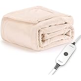 Sunbeam Electric Throw Royal Posh Velvet Heated Blanket, 4 Heat Settings, 4-Hour Auto Shut-Off, Fast Heating, Lush, Silky, and Ultra Comfy, Champagne Color, 50" x 60"